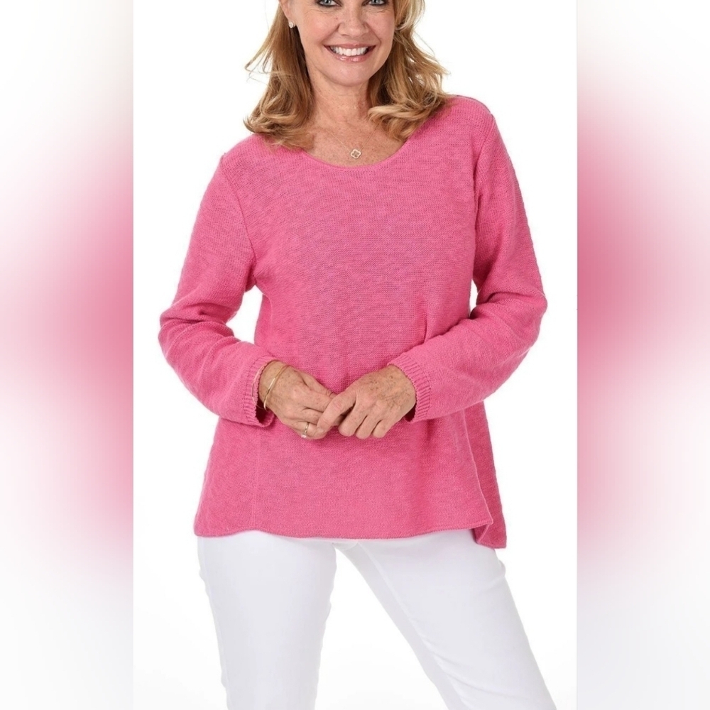 Avalin Women's Pink Sweater Top Crew Neck 100% Cotton